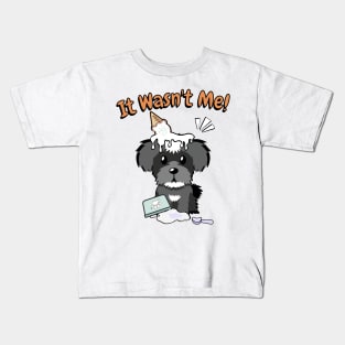 Funny schnauzer got caught stealing ice cream Kids T-Shirt